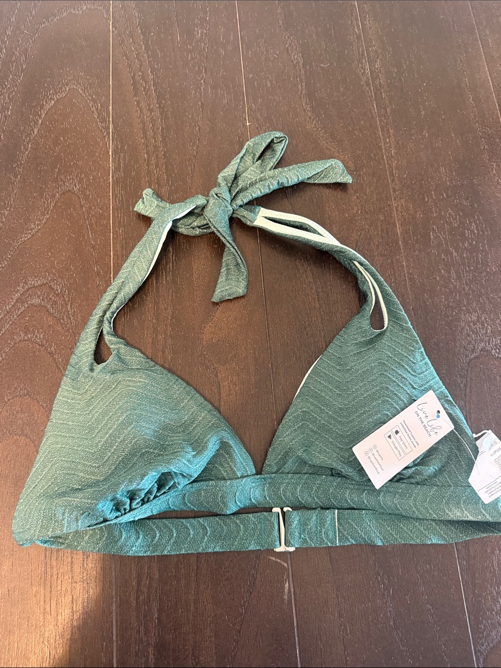 Shimmery Green Textured Halter Bikini Top